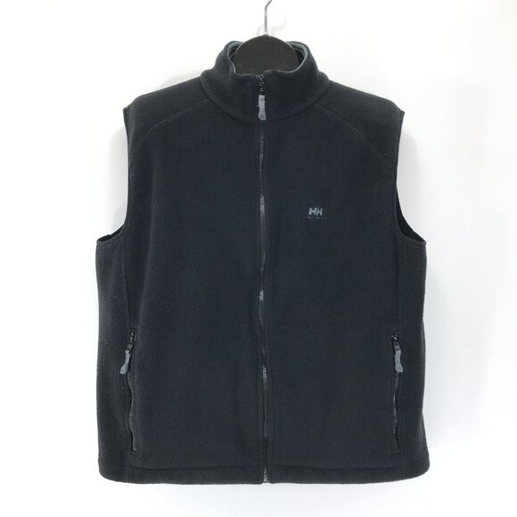Helly Hansen Full Zip Fleece Vest Men's Large Black Pockets Winter Outdoor Ski - Picture 1 of 12